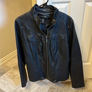 Blanket faux leather jacket